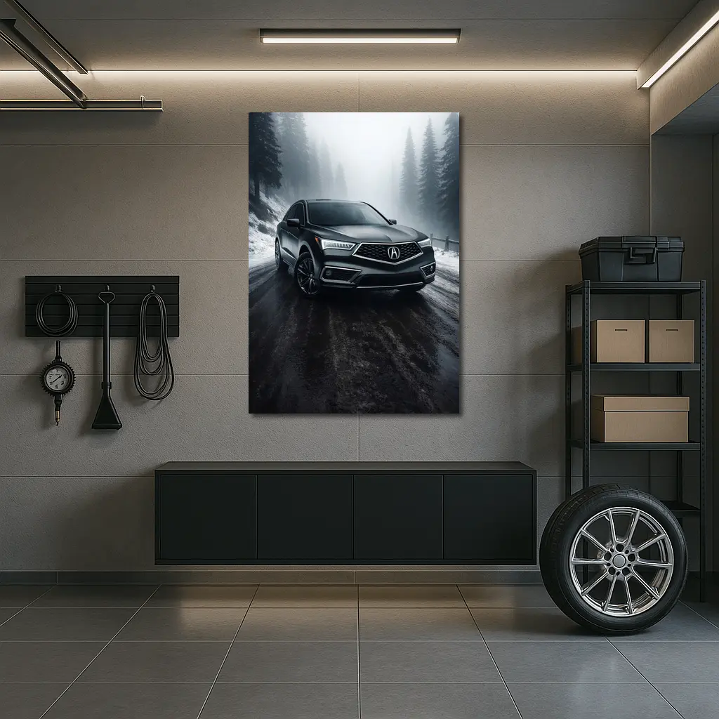 Acura RDX Dark Gray Misty Winter Road – Wall Art