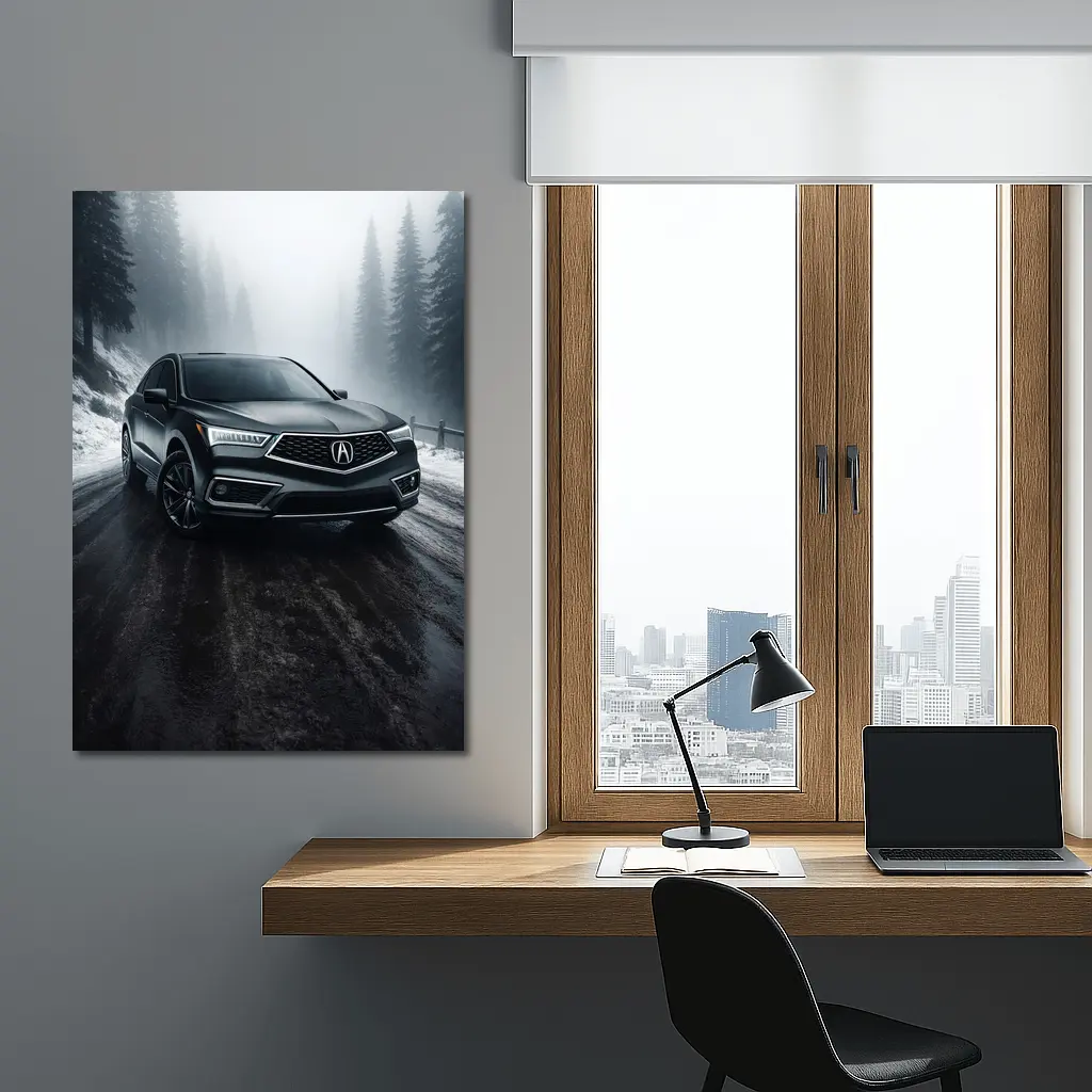 Acura RDX Dark Gray Misty Winter Road – Wall Art