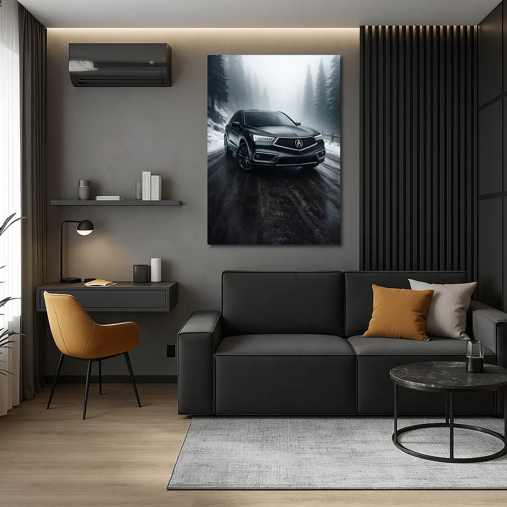 Acura RDX Dark Gray Misty Winter Road – Wall Art