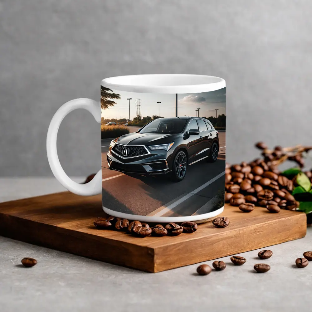 Acura RDX Black SUV Parking Lot Sunset – Mugs