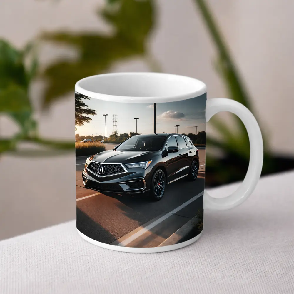 Acura RDX Black SUV Parking Lot Sunset – Mugs