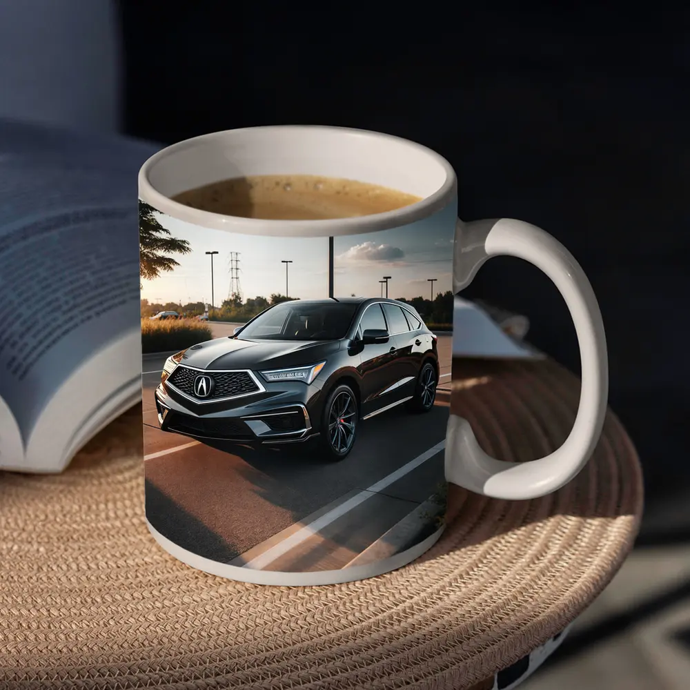 Acura RDX Black SUV Parking Lot Sunset – Mugs