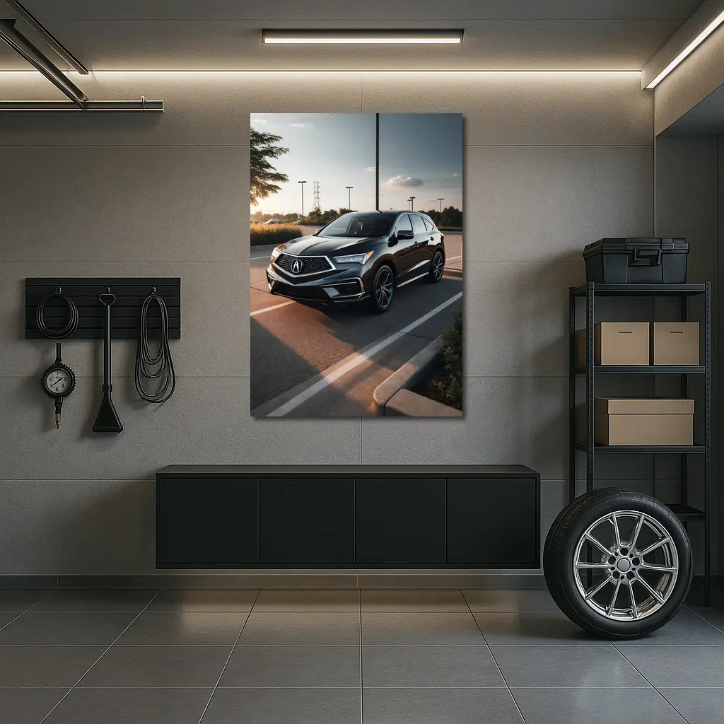 Acura RDX Black SUV Parking Lot Sunset – Wall Art