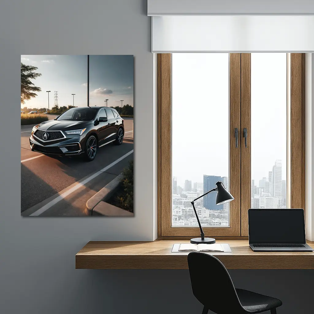 Acura RDX Black SUV Parking Lot Sunset – Wall Art