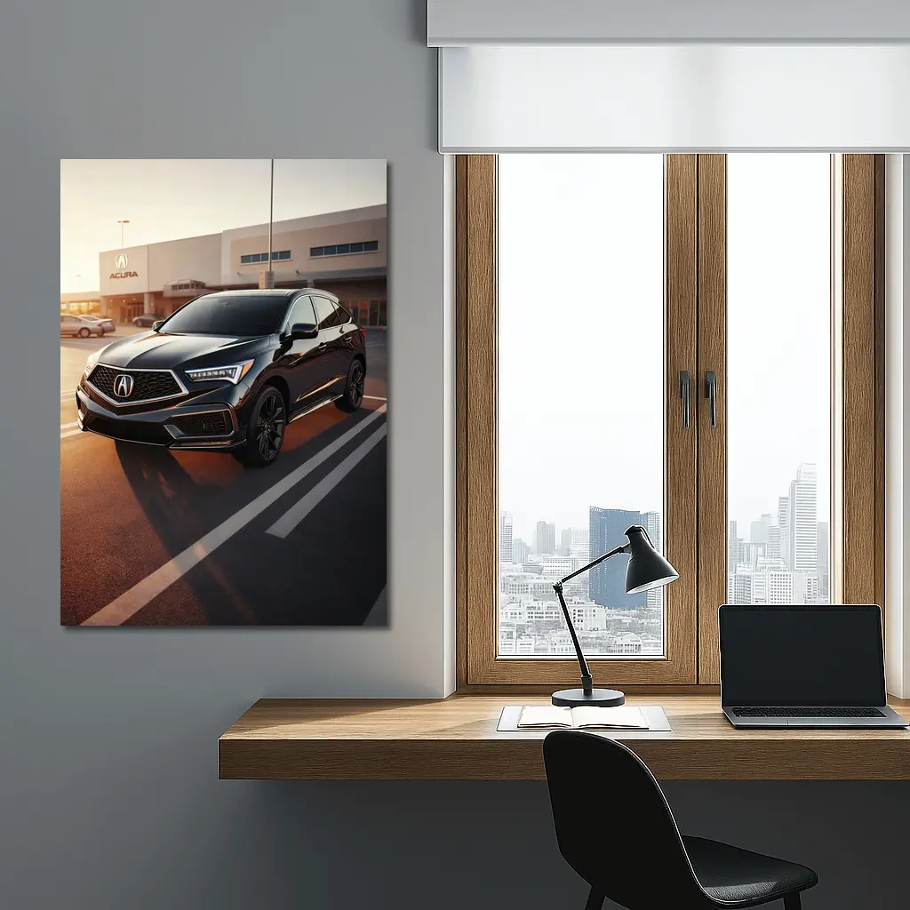 Acura RDX Parked Outside Dealership Sunset – Wall Art