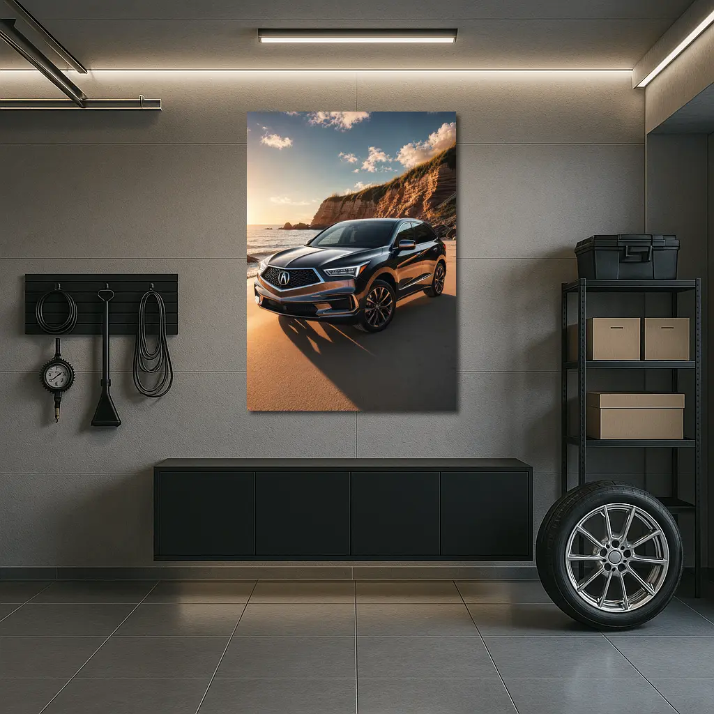 Acura RDX Parked on Sunny Sandy Beach – Wall Art