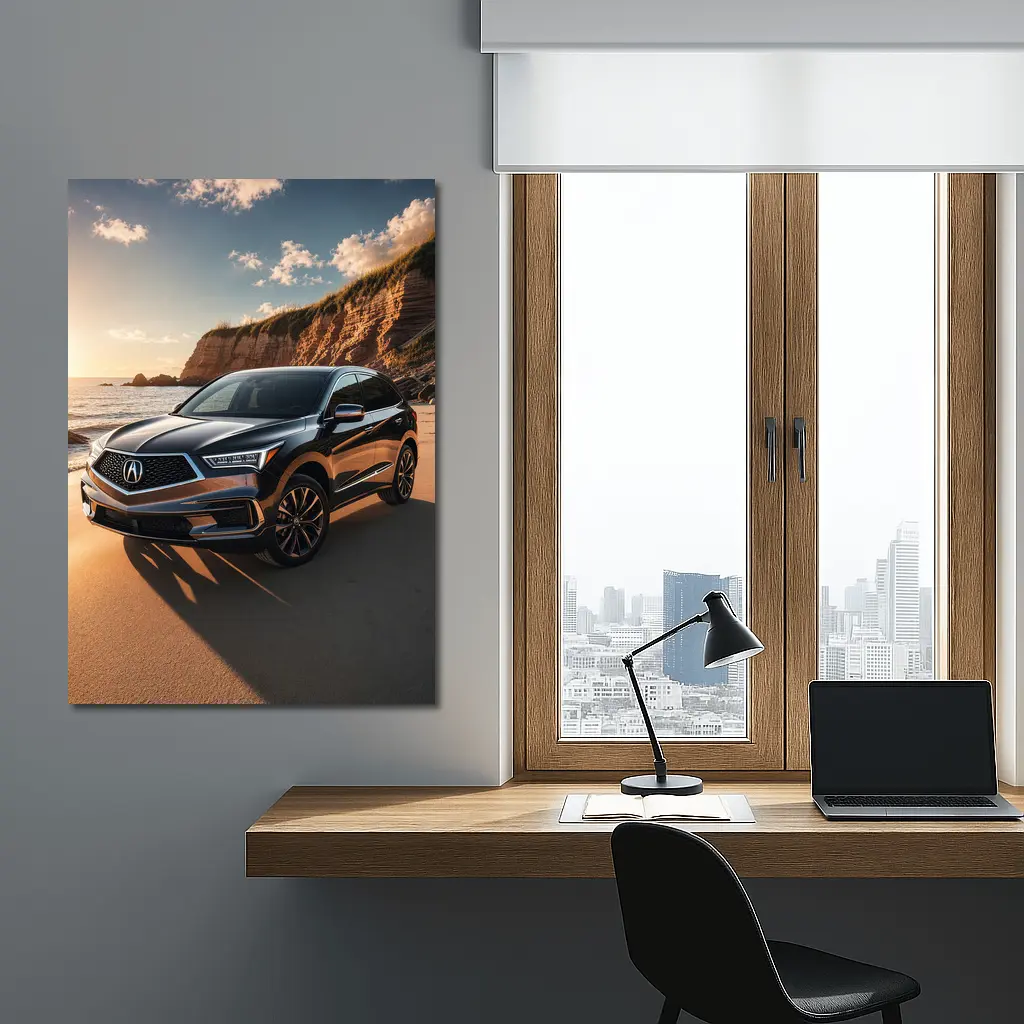 Acura RDX Parked on Sunny Sandy Beach – Wall Art