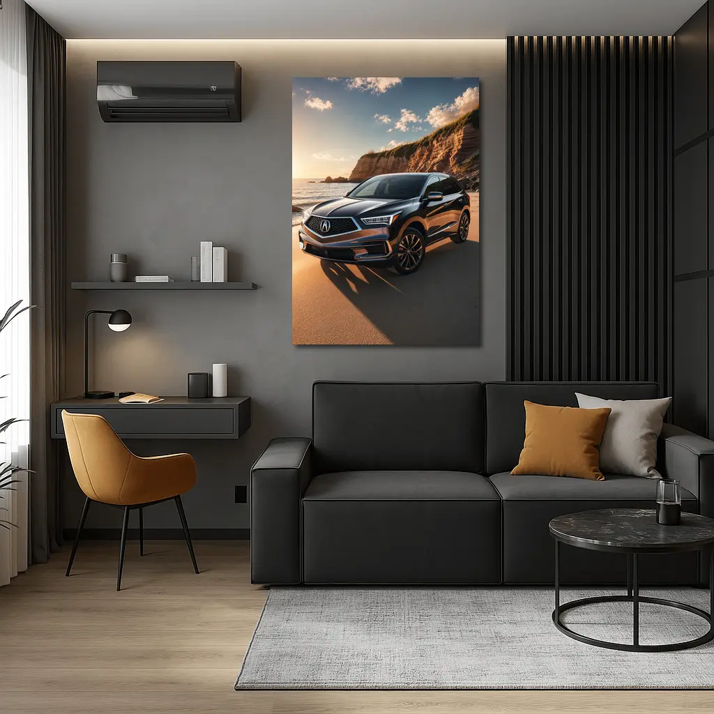 Acura RDX Parked on Sunny Sandy Beach – Wall Art