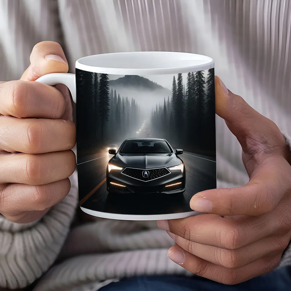 Acura TLX Dark Foggy Forest Road Night – Mugs