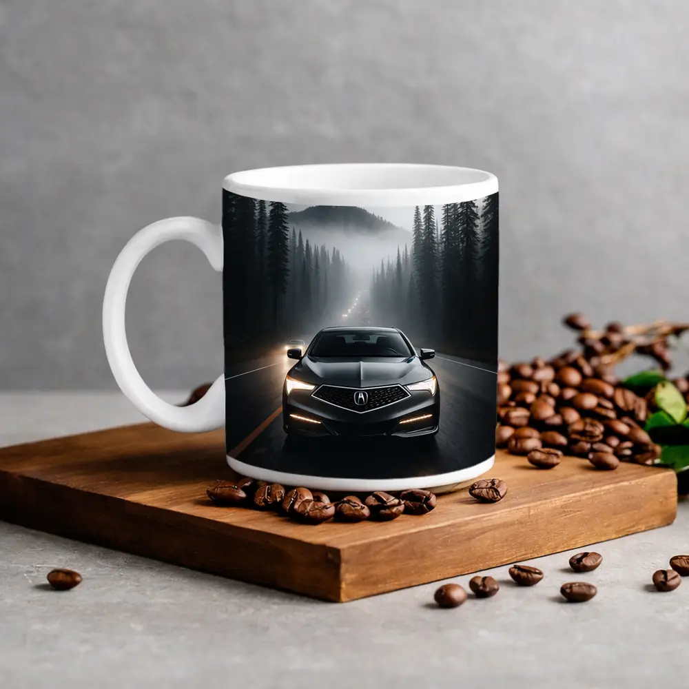 Acura TLX Dark Foggy Forest Road Night – Mugs