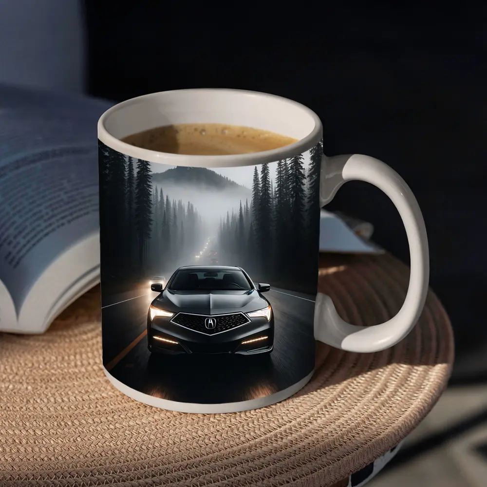 Acura TLX Dark Foggy Forest Road Night – Mugs