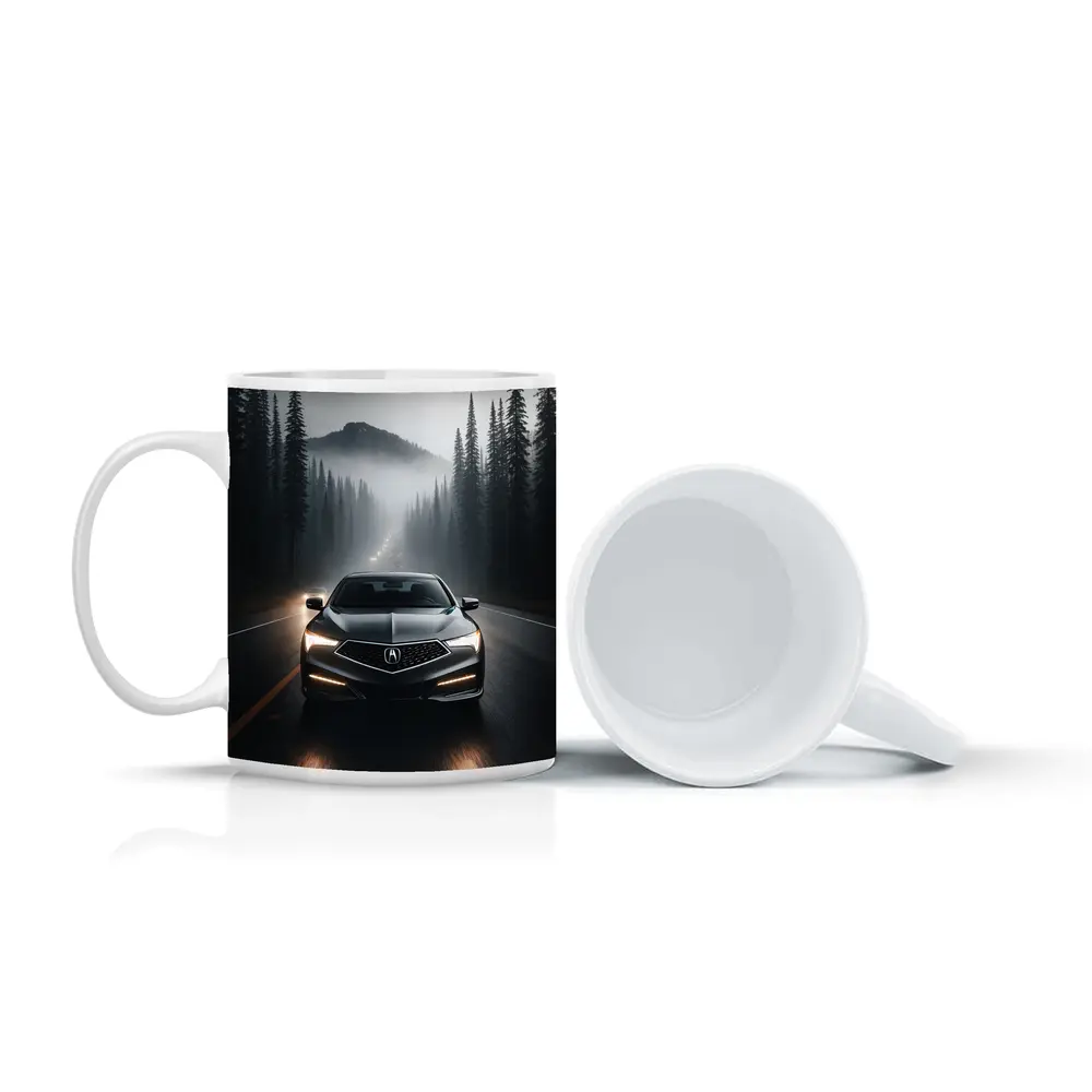 Acura TLX Dark Foggy Forest Road Night – Mugs
