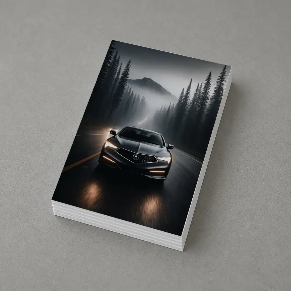 Acura TLX Dark Foggy Forest Road Night – Postcards