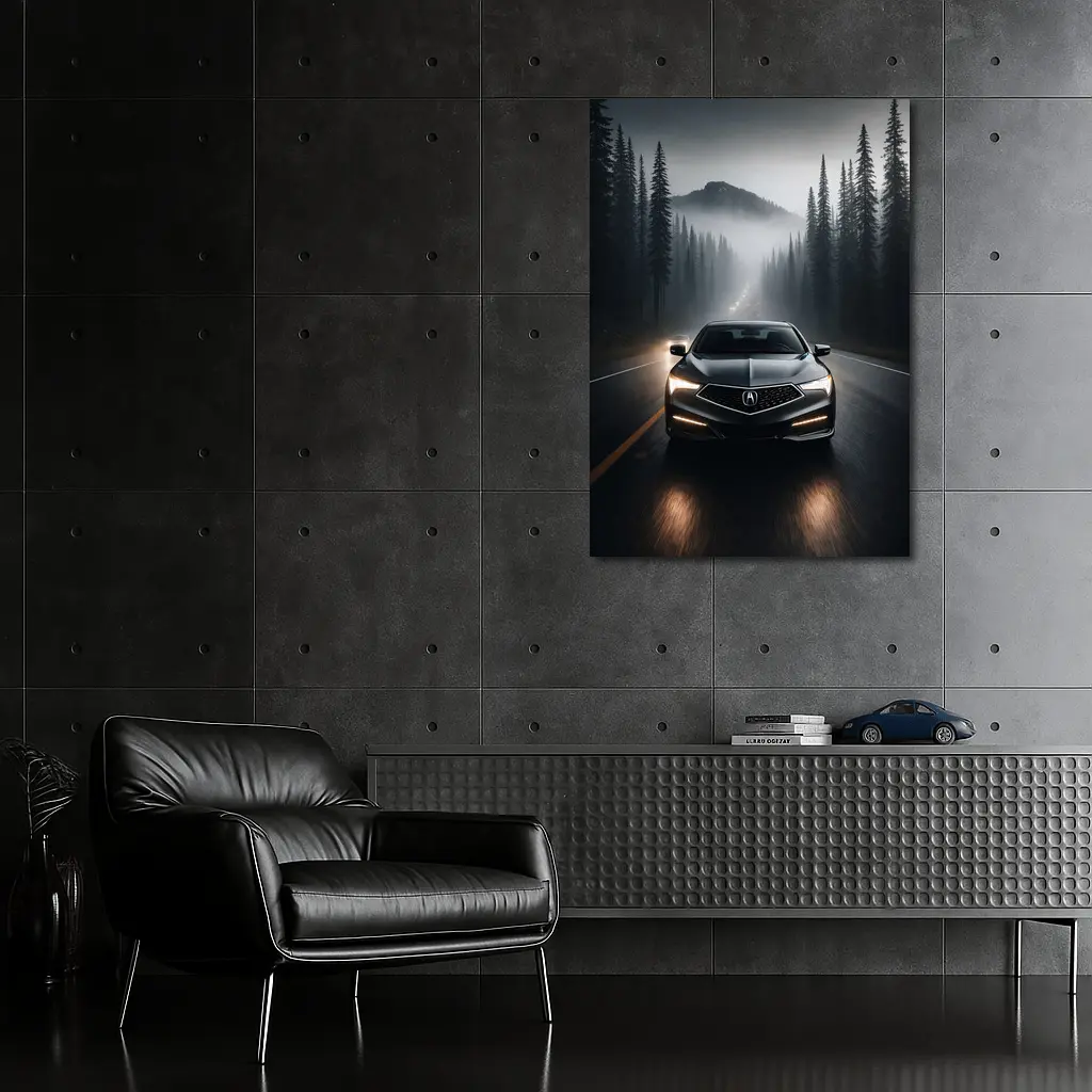 Acura TLX Dark Foggy Forest Road Night – Wall Art