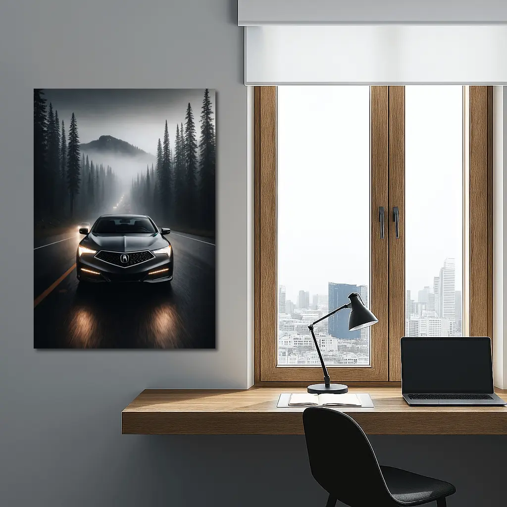Acura TLX Dark Foggy Forest Road Night – Wall Art
