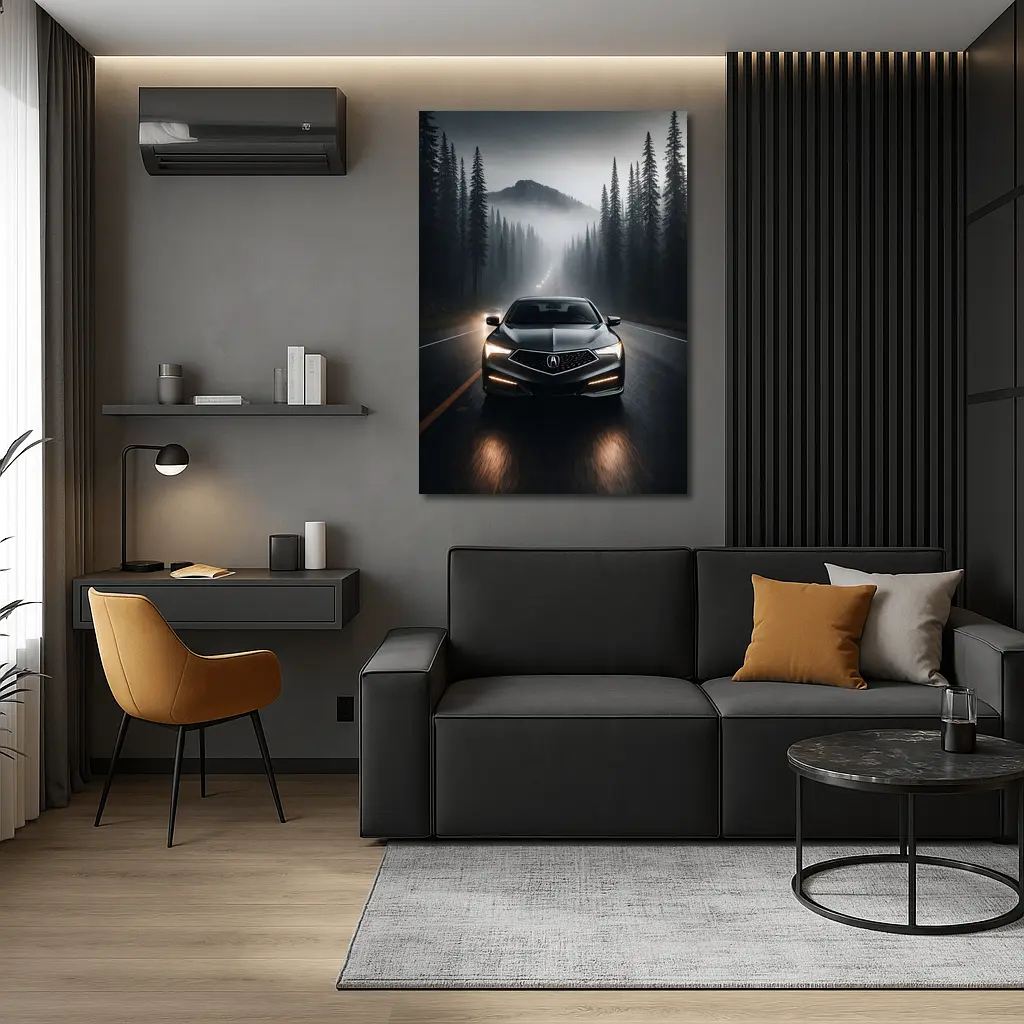 Acura TLX Dark Foggy Forest Road Night – Wall Art