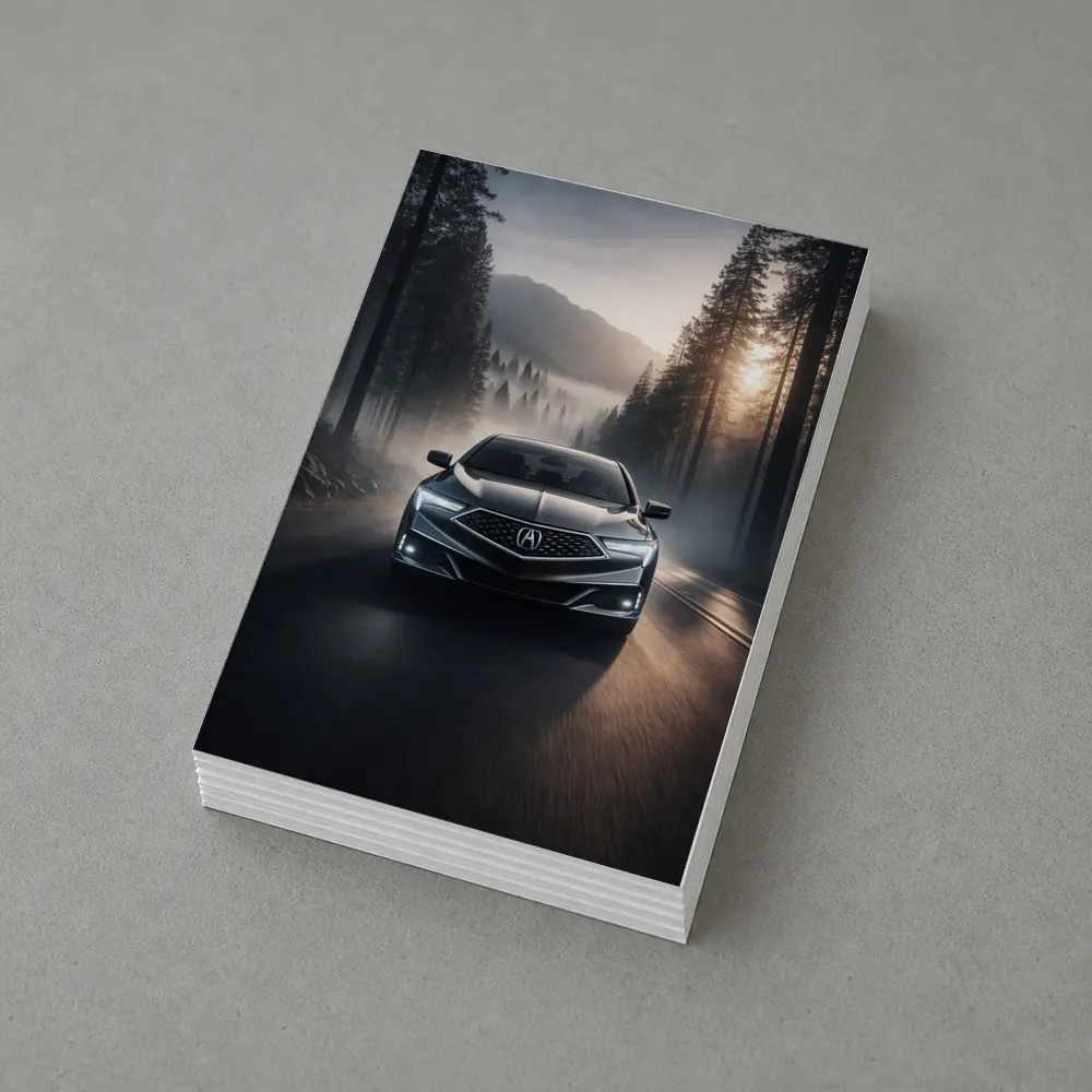 Acura TLX Driving Through Misty Forest Road – Postcards