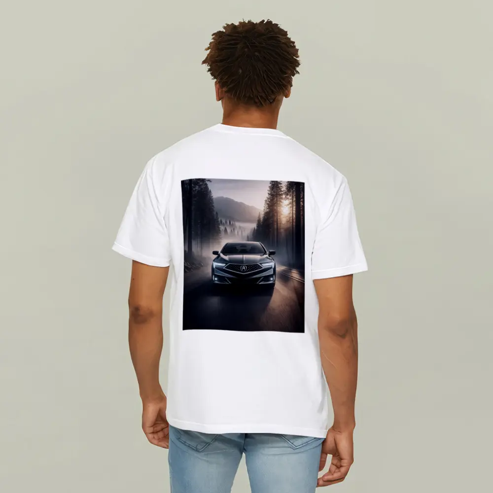 Acura TLX Driving Through Misty Forest Road – T-Shirts
