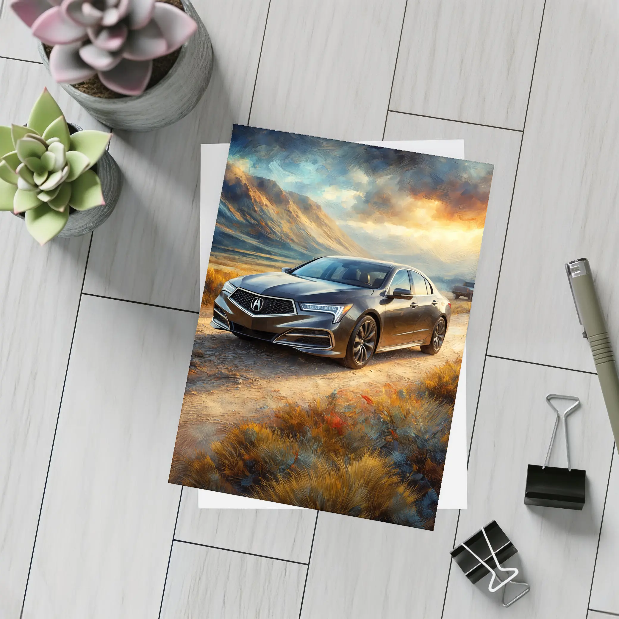 Acura RL Impressionism Style Desert Landscape – Postcards