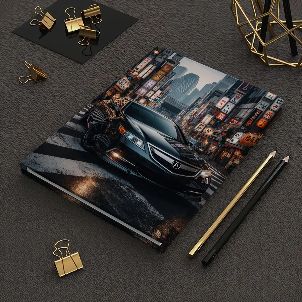 Acura TL Black Car Tokyo City Night – Notebooks