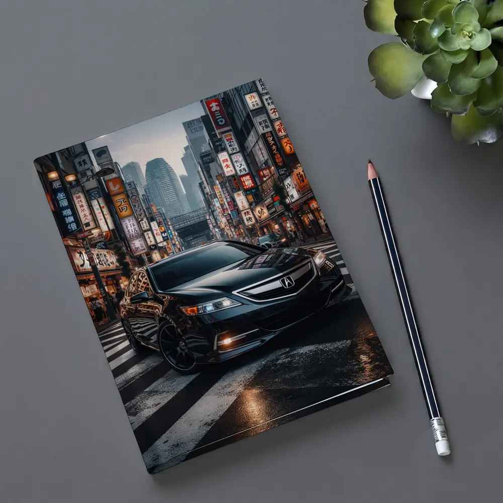 Acura TL Black Car Tokyo City Night – Notebooks