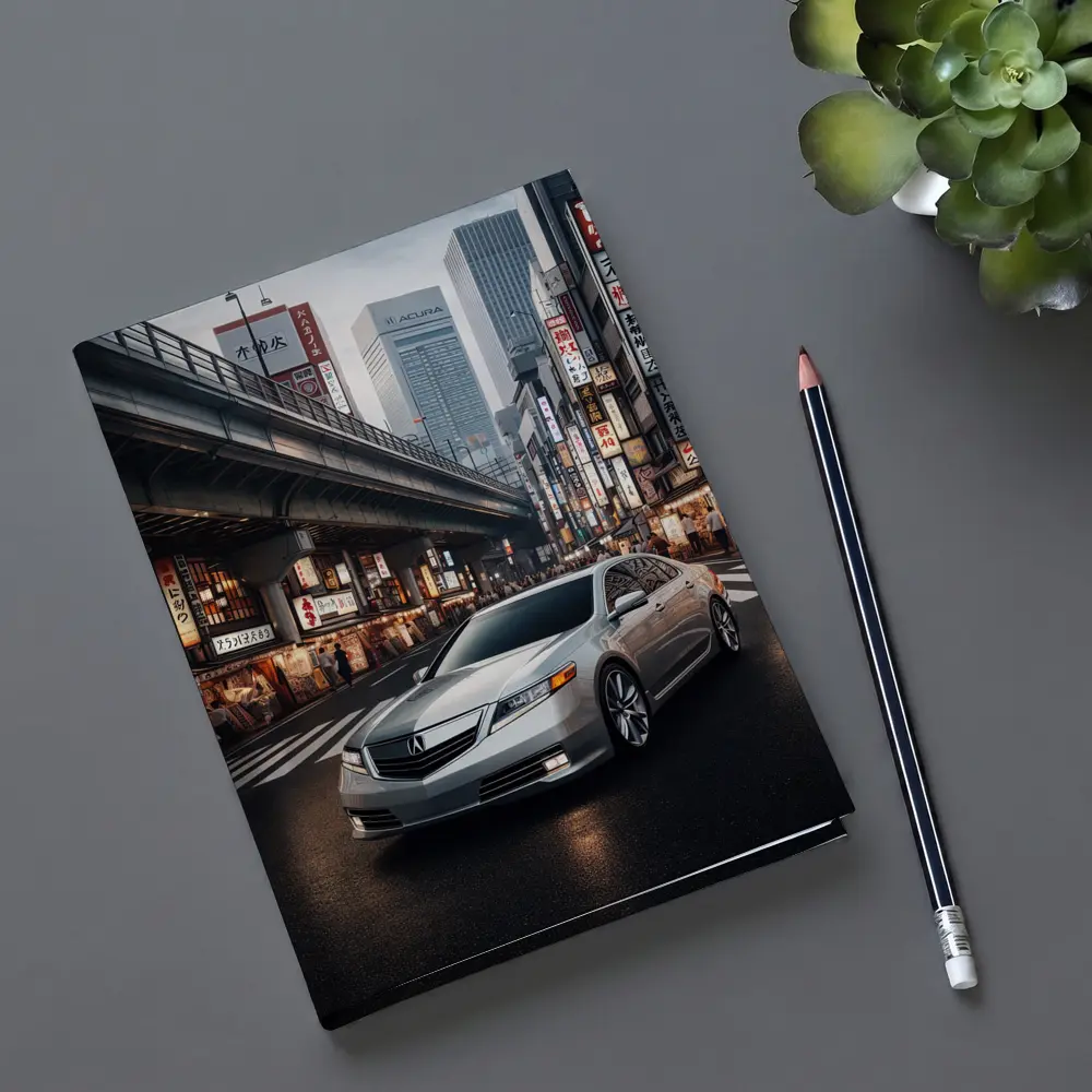 Acura TL Silver Sedan Tokyo City Streets – Notebooks