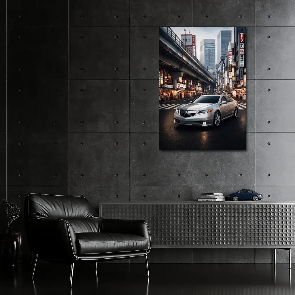 Acura TL Silver Sedan Tokyo City Streets – Wall Art