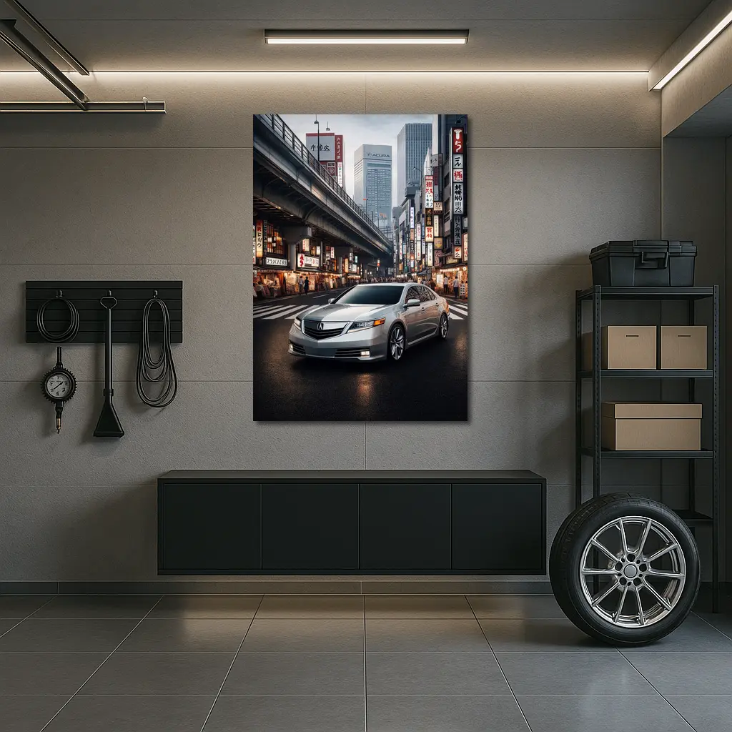 Acura TL Silver Sedan Tokyo City Streets – Wall Art