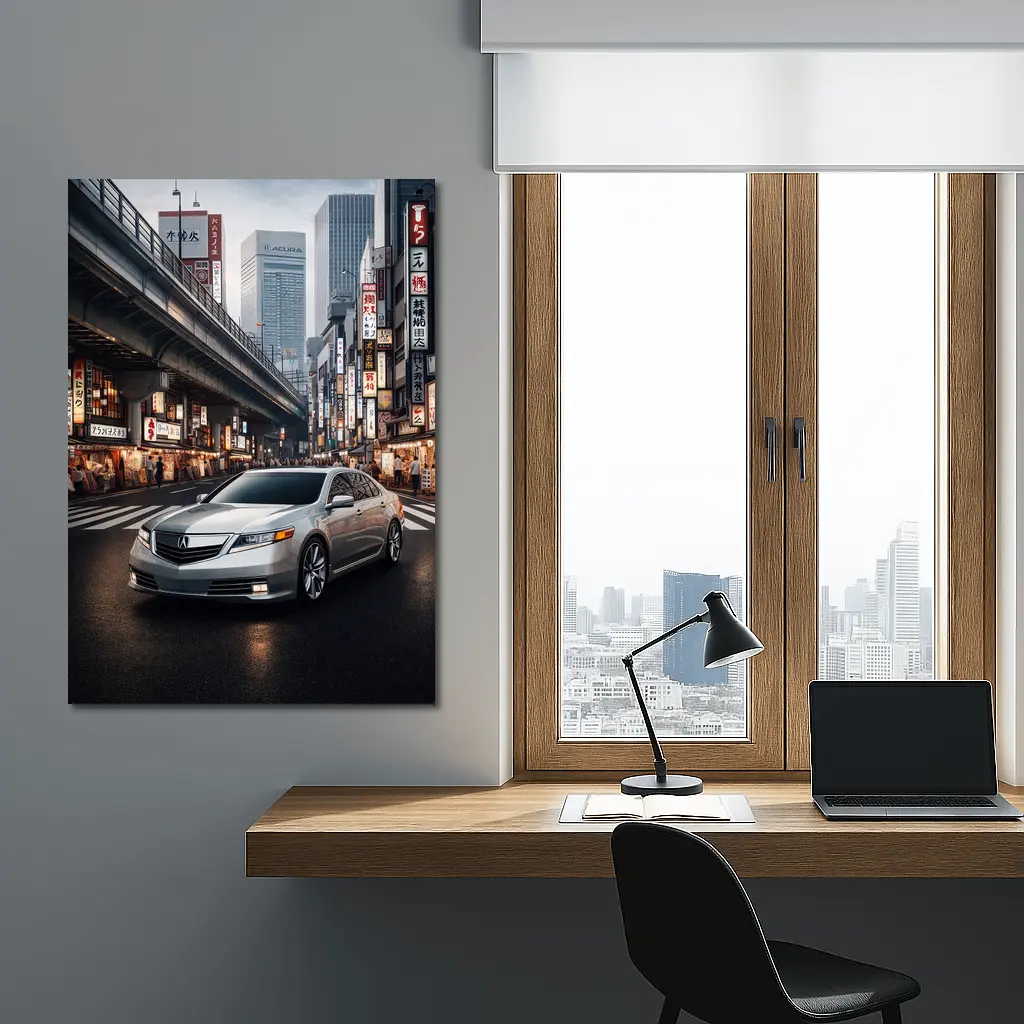 Acura TL Silver Sedan Tokyo City Streets – Wall Art