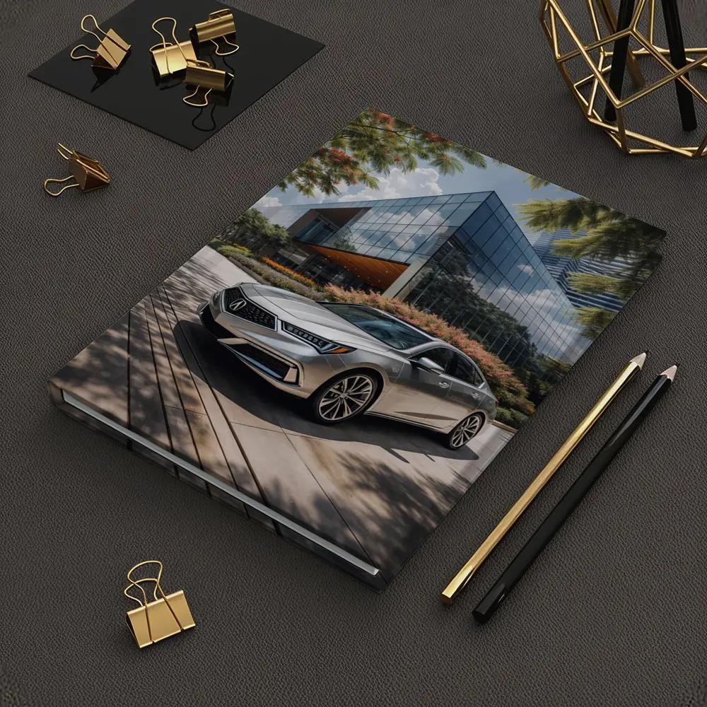 Acura RLX Silver Sedan Modern Glass Building – Notebooks