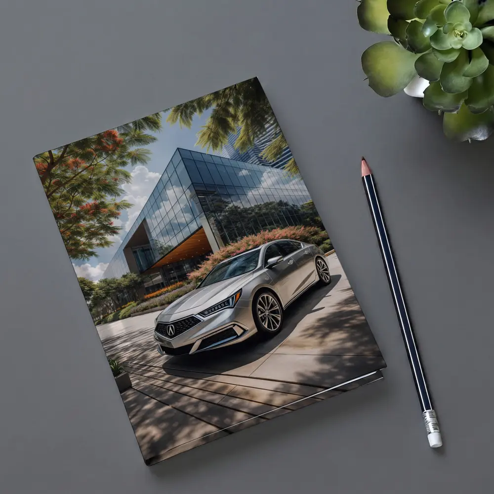 Acura RLX Silver Sedan Modern Glass Building – Notebooks