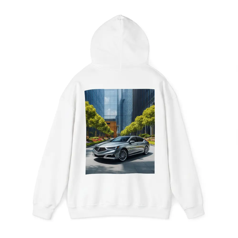 Acura RLX Silver Sedan Urban Glass Buildings – Hoodies