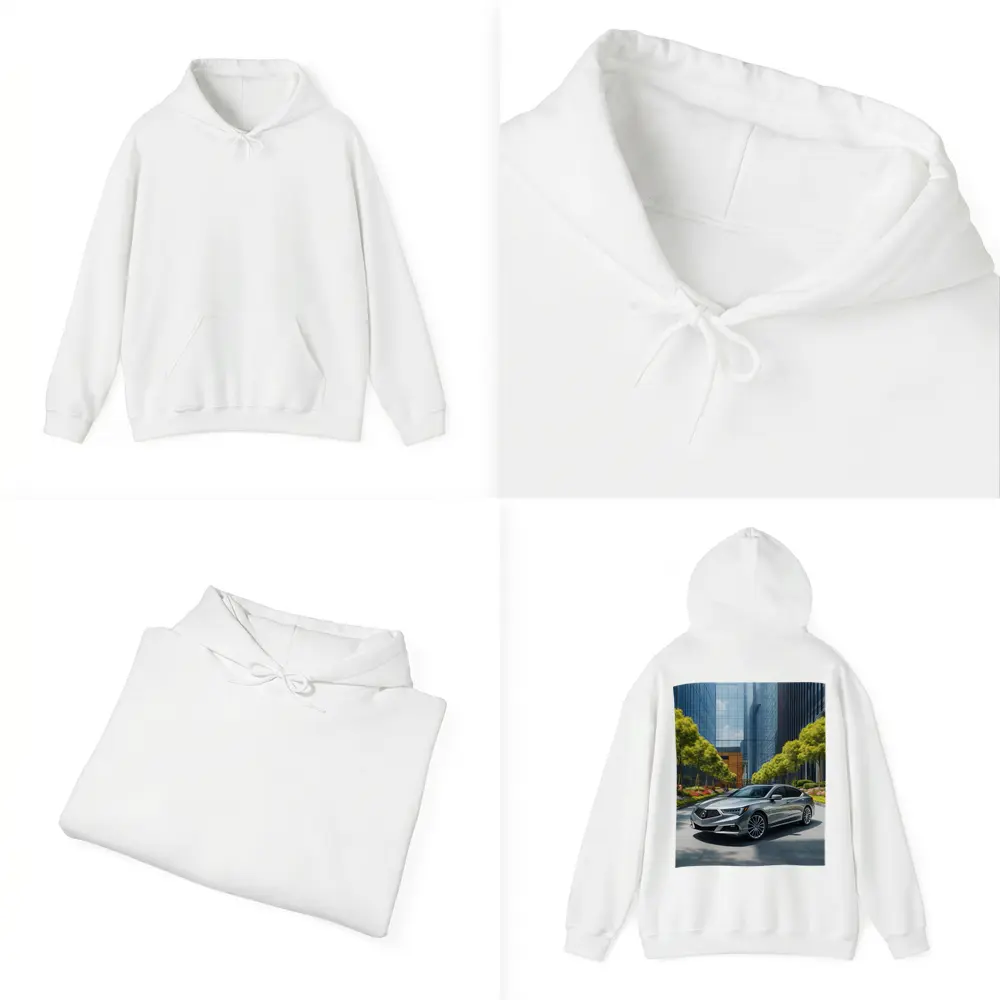 Acura RLX Silver Sedan Urban Glass Buildings – Hoodies