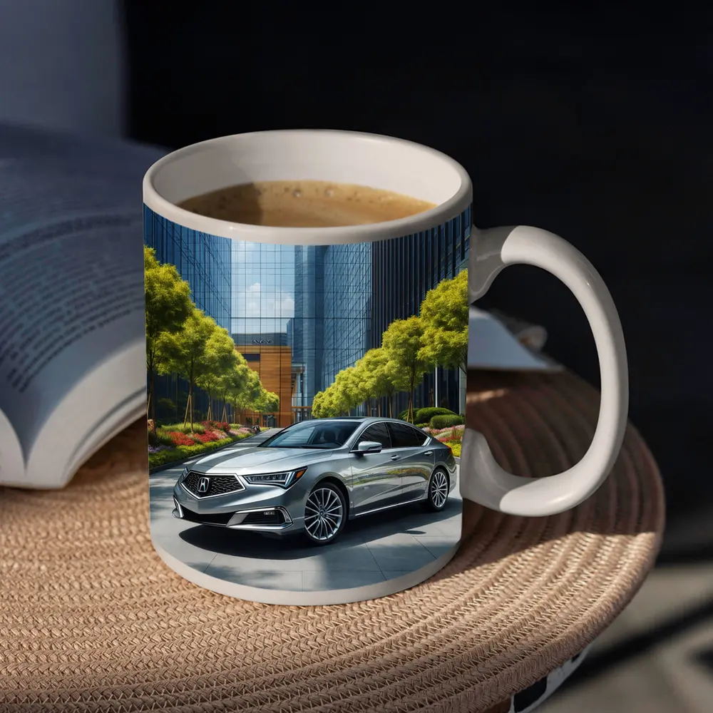 Acura RLX Silver Sedan Urban Glass Buildings – Mugs