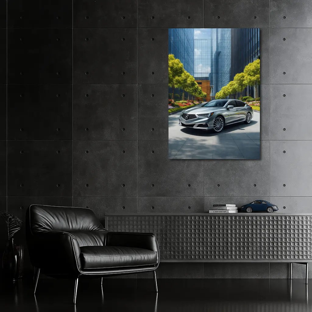 Acura RLX Silver Sedan Urban Glass Buildings – Wall Art