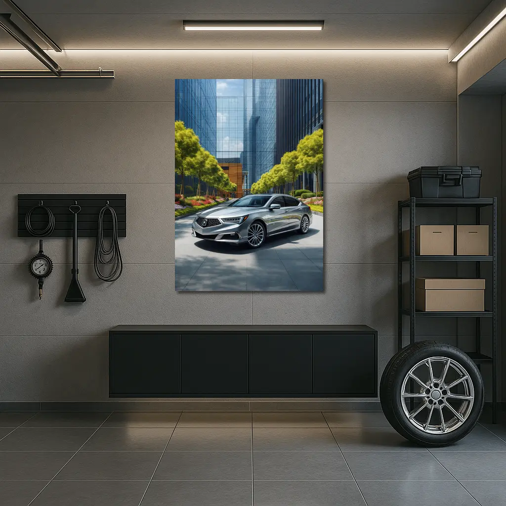 Acura RLX Silver Sedan Urban Glass Buildings – Wall Art