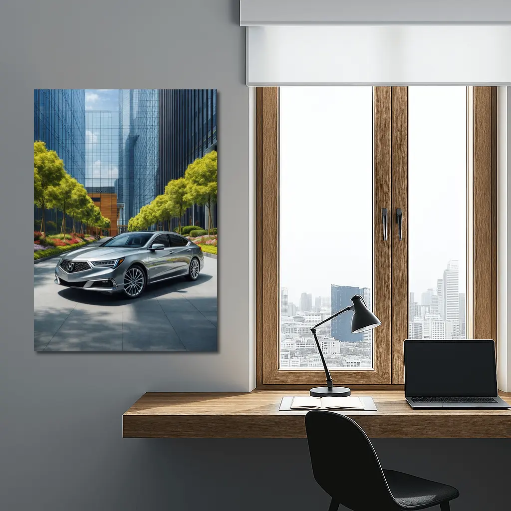 Acura RLX Silver Sedan Urban Glass Buildings – Wall Art