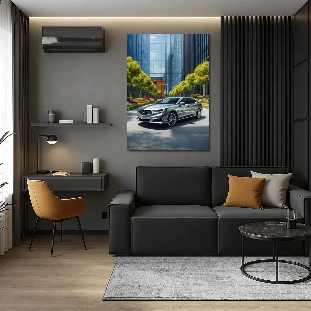 Acura RLX Silver Sedan Urban Glass Buildings – Wall Art