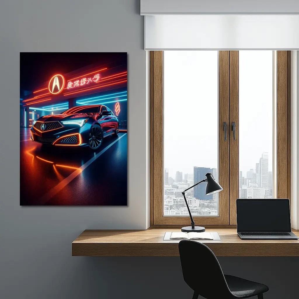 Acura RLX Neon Lit Night Garage – Wall Art