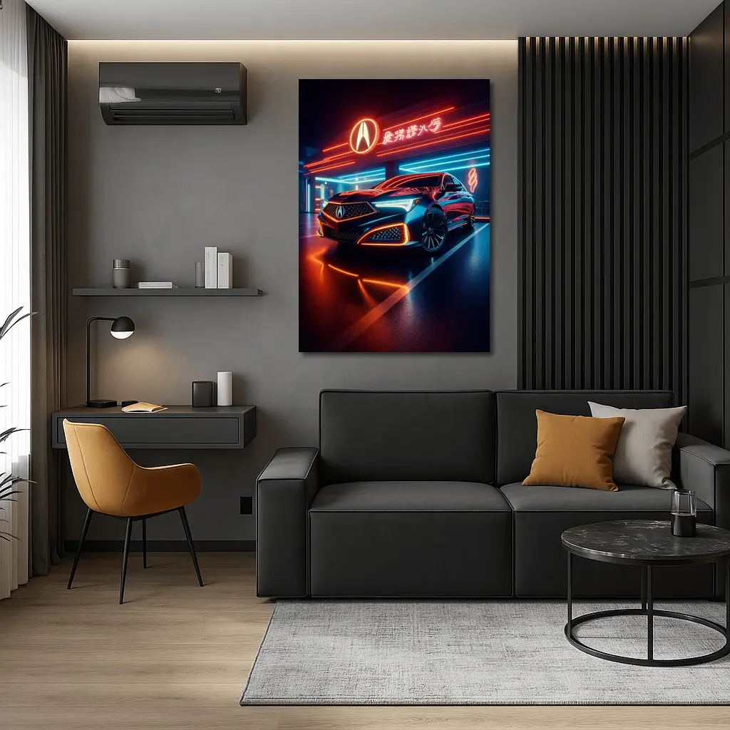 Acura RLX Neon Lit Night Garage – Wall Art