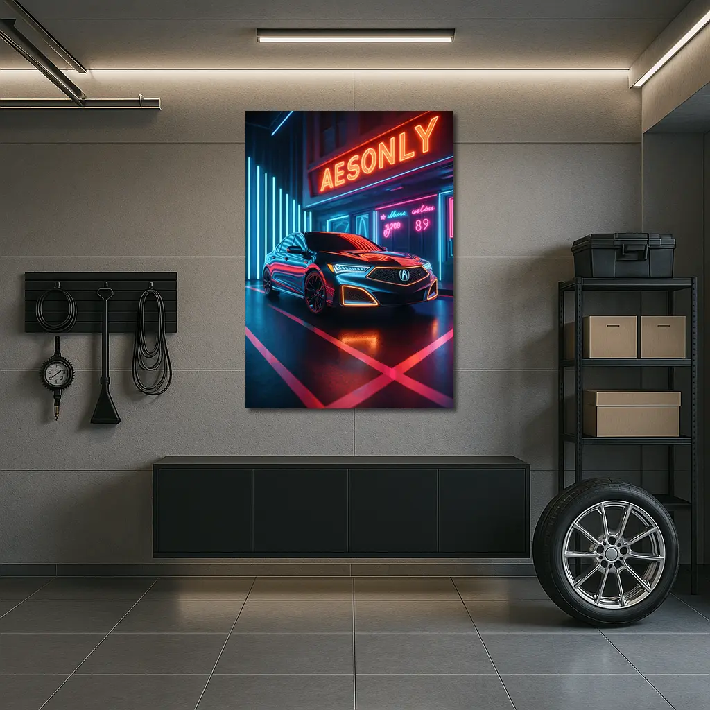 Acura RLX Neon Lit Night Scene – Wall Art