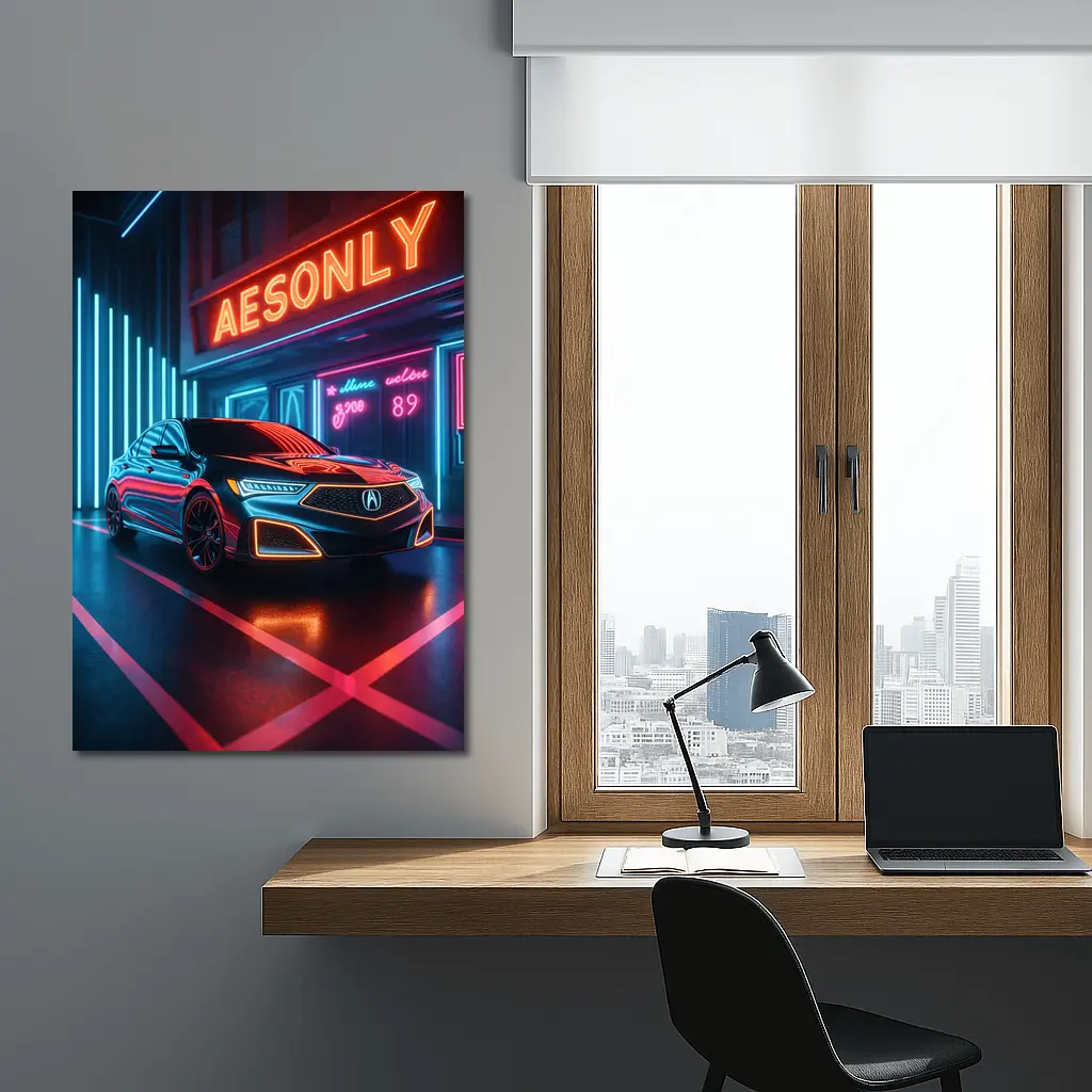 Acura RLX Neon Lit Night Scene – Wall Art