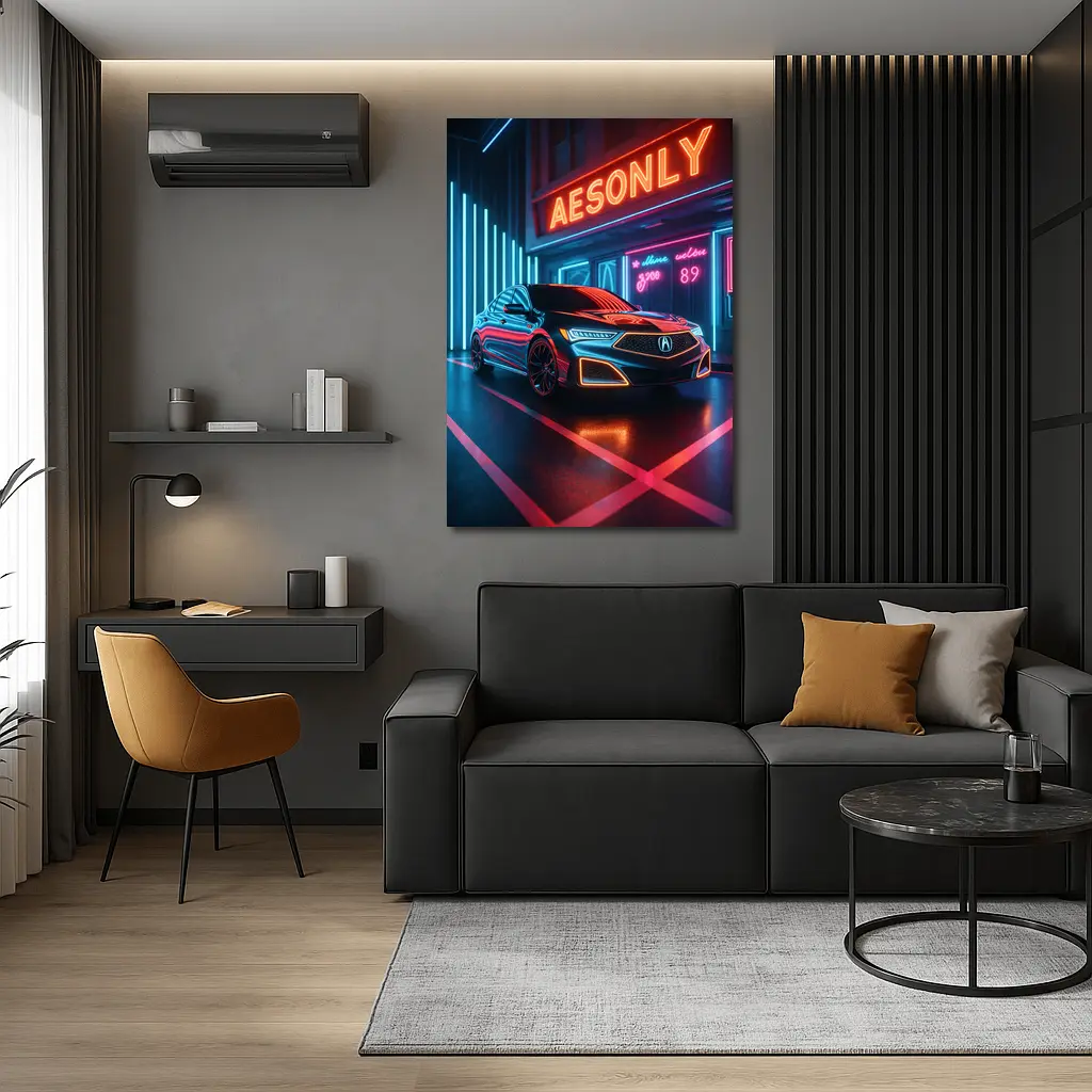 Acura RLX Neon Lit Night Scene – Wall Art