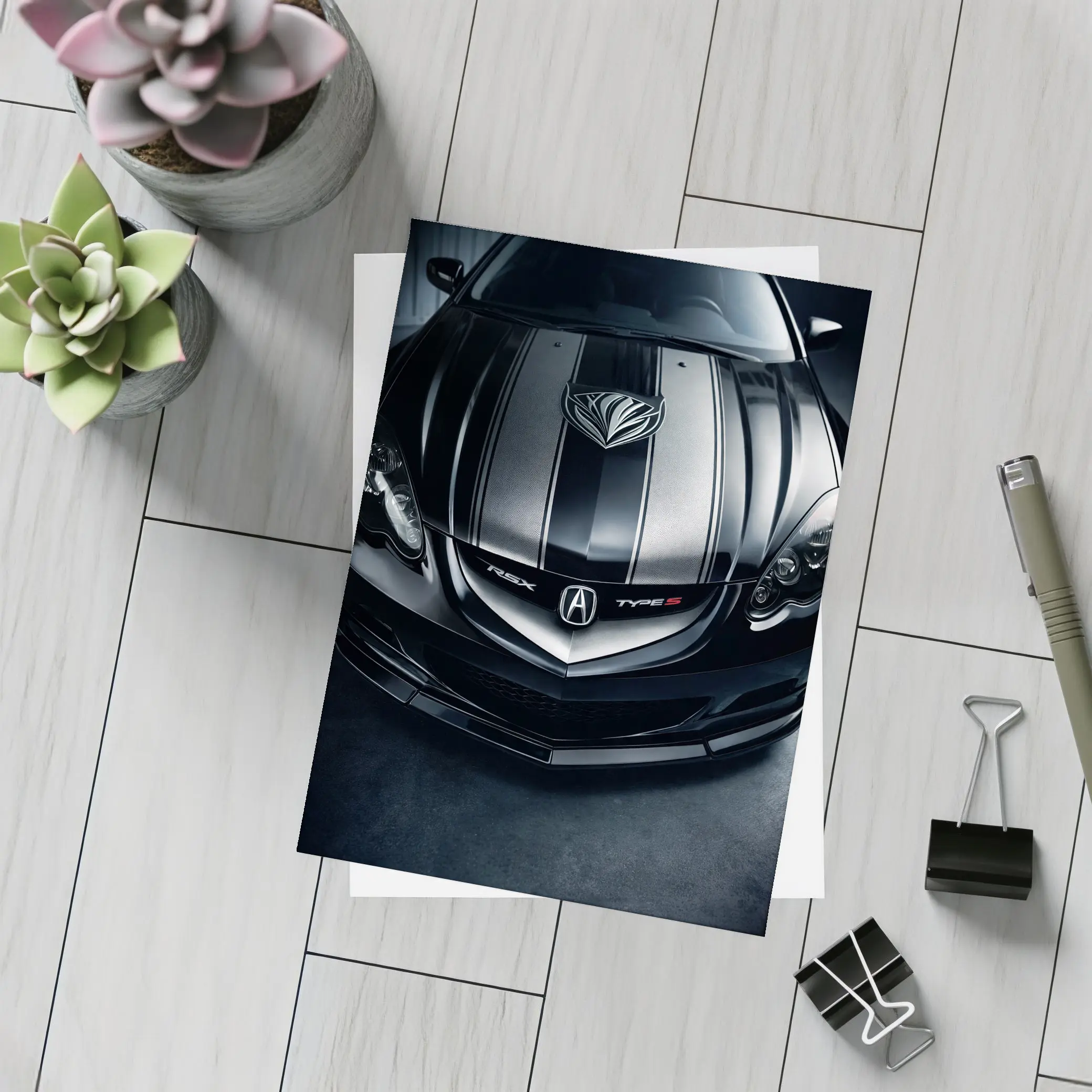 Acura RSX Type S Dark Hood Close Up – Postcards