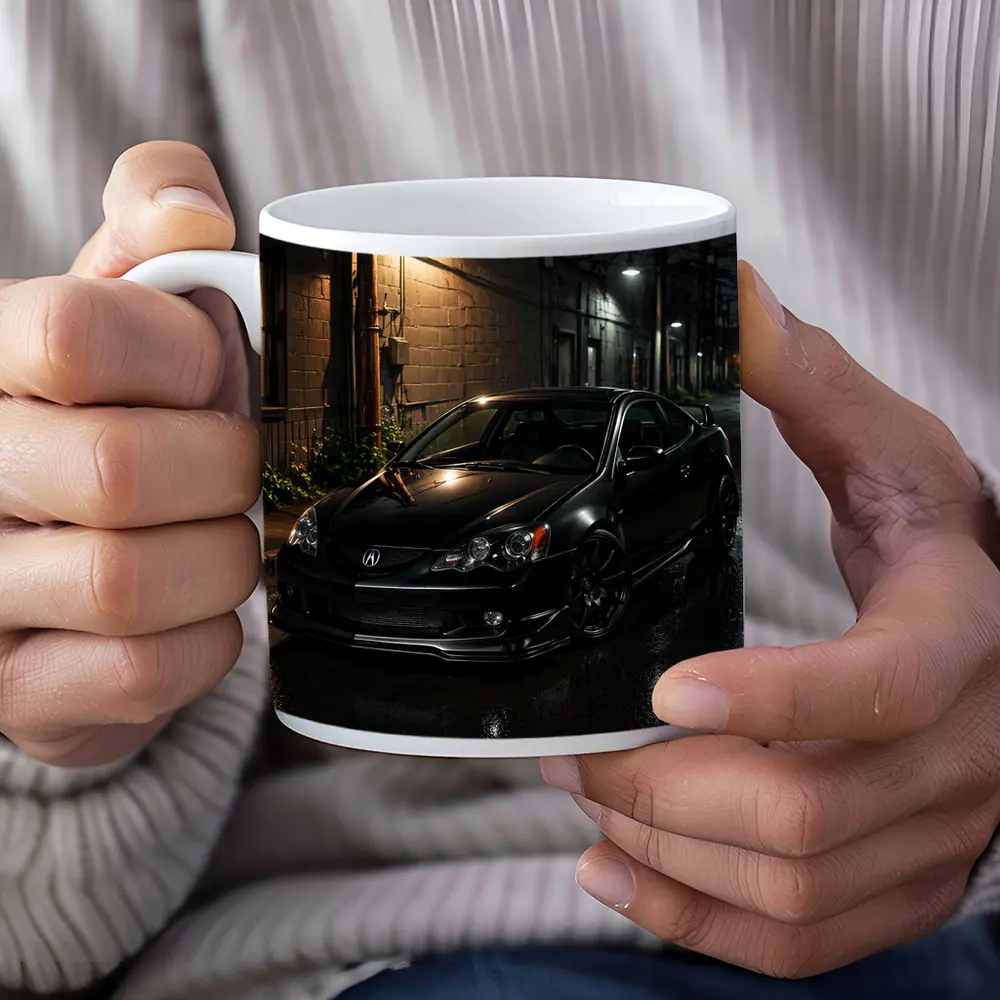 Acura RSX Black Coupe Wet Night Street – Mugs