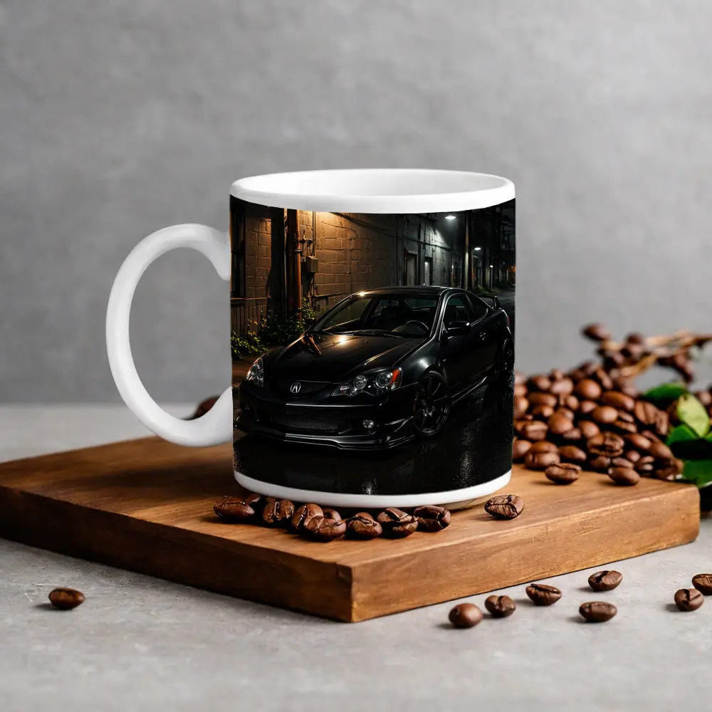 Acura RSX Black Coupe Wet Night Street – Mugs