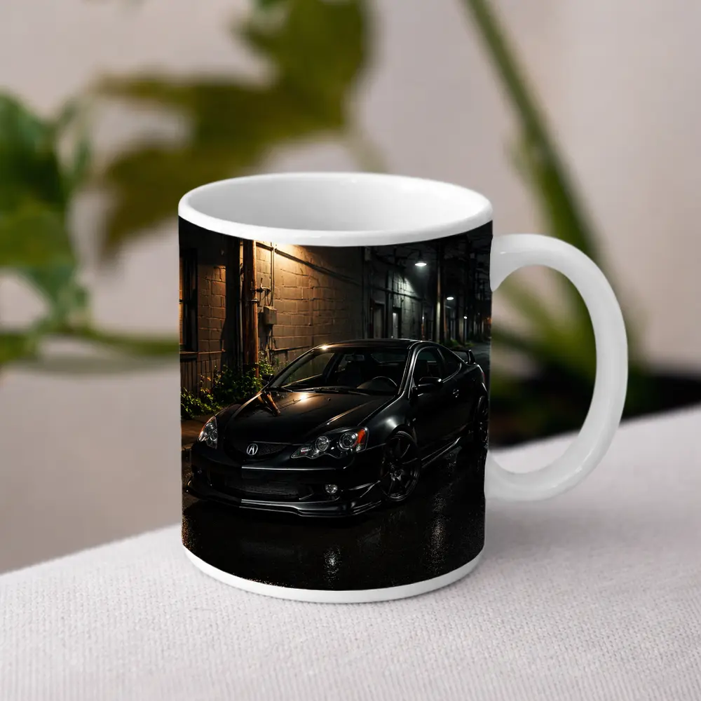 Acura RSX Black Coupe Wet Night Street – Mugs