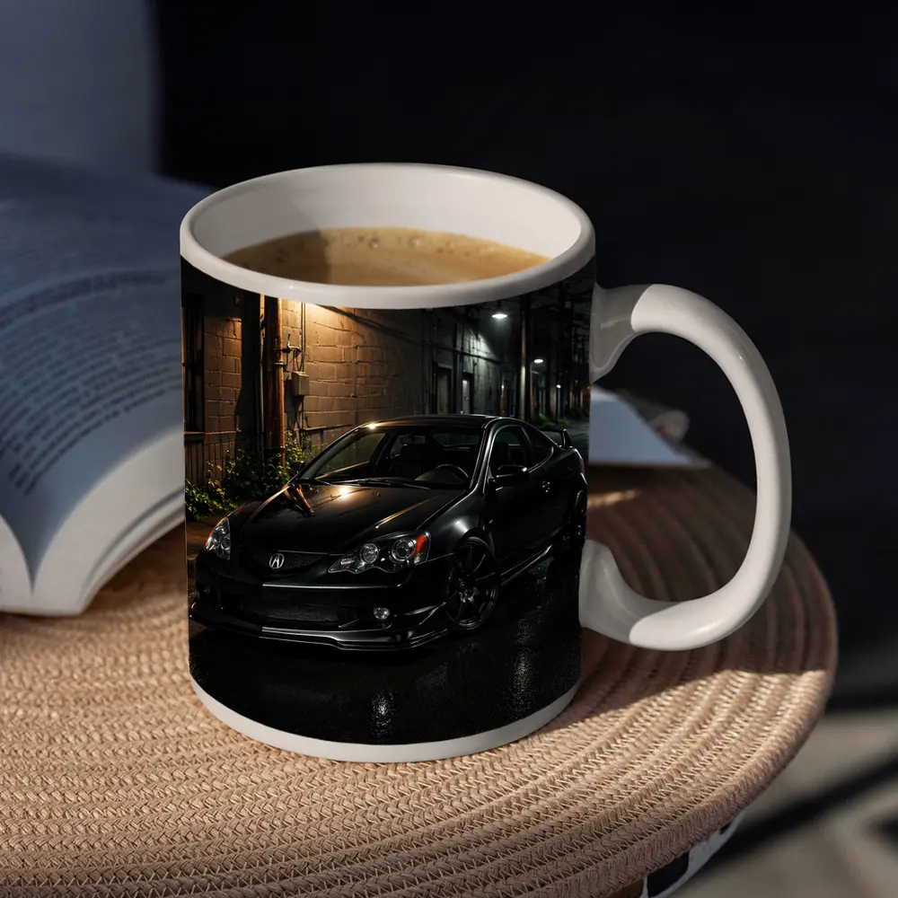 Acura RSX Black Coupe Wet Night Street – Mugs