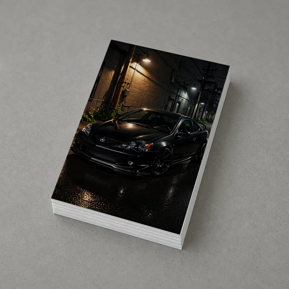 Acura RSX Black Coupe Wet Night Street – Postcards