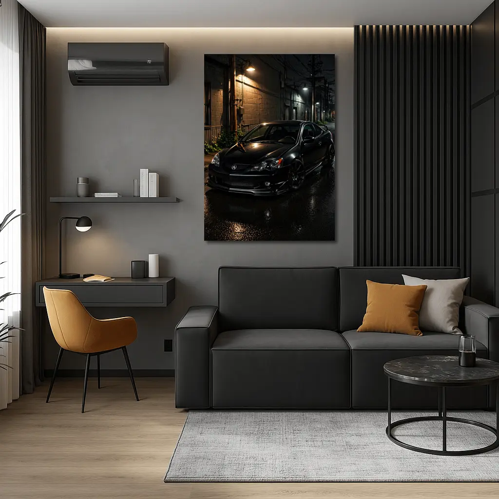 Acura RSX Black Coupe Wet Night Street – Wall Art